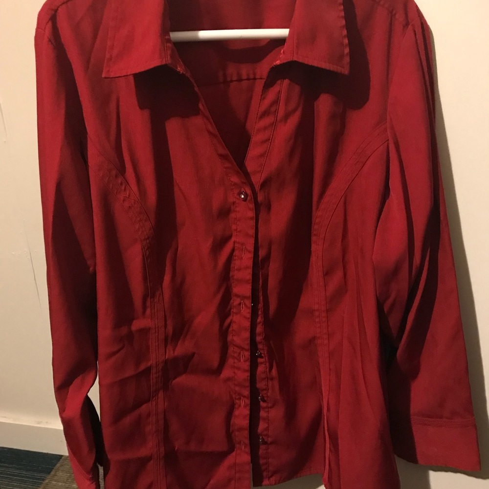 Red button down dress shirt with gorgeous buttons